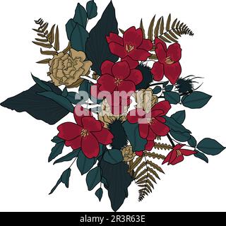 Motif fleuri coloré avec bouquet de fleurs Illustration de Vecteur