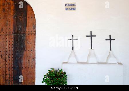 Eglise de Sant Jordi, originaria del siglo XV, Sant Jordi de Ses Salines, Ibiza, Baléares, Espagne. Banque D'Images