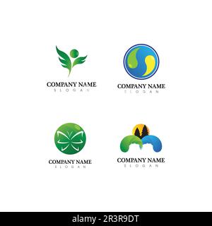 Logos des feuilles de l'arbre vert nature écologie du vecteur de l'élément Illustration de Vecteur