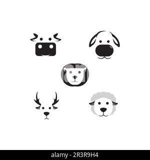 Modèle de logo vache et animal dessin d'illustration d'icône vectorielle Illustration de Vecteur