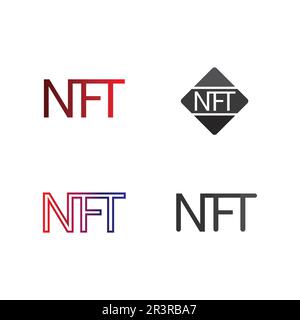 NFT technologie de lettre et de police ligne icône définir icône de chiffrement ou logo symbole illustration vectorielle Illustration de Vecteur