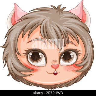 Illustration Little Cat Girl Hybrid dans le style de dessin animé Fantasy Illustration de Vecteur