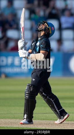 Northampton 24 mai :Brett d'Oliveira (capitaine) LES RAPIDES DU WORCESTERSHIRE sont sortis pendant le match de Blast Vitality T20 entre les Steelbacks du Northamptonshire et les rapides du Worcestershire au sol du comté de Northampton Angleterre . Banque D'Images