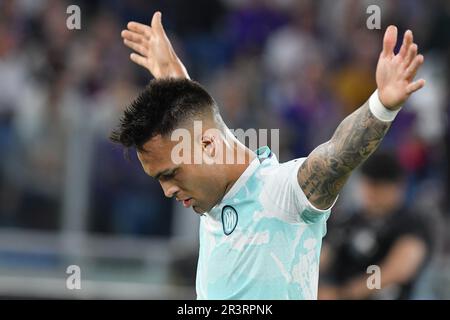 Rome, Latium. 24th mai 2023. Lautaro Martinez d'Inter célèbre son but lors de la finale italienne de football de Coppa Italia; Fiorentina versus Inter Milan; 24th mai 2023, Stadio Olimpico, Rome, Italie; Credit: massimo insabato / Alay Live News Banque D'Images