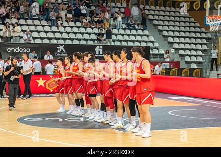 Vigo, Espagne. 24th mai 2023. L'équipe chinoise applaudit après la présentation avant le début du match. Credit: xan gasalla / Alamy Live News Banque D'Images