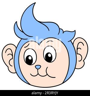 Émoticône animal tête de singe, icône de doodle Banque D'Images