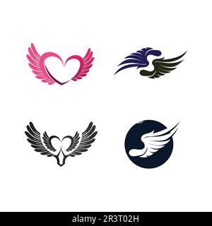 Logo Wing Bird Falcon Love Illustration de Vecteur