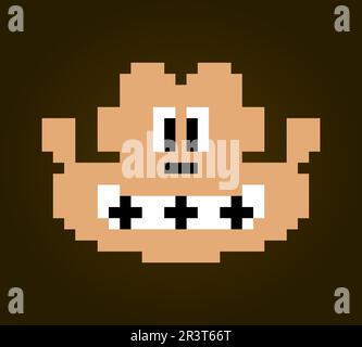 8 bit pixel de visage de gorille. Animal pour les ressources de jeu et les motifs de point de croix dans les illustrations vectorielles. Illustration de Vecteur