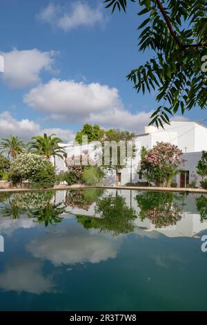 Iglesia de Jesús,. construida en el siglo XV, pueblo de Jesus, Ibiza, Baléares, Espagne. Banque D'Images