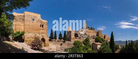 Castillo de La Iruela, Origène, almohade construido sobre cimientos pre-bereberes, La Iruela, Valle del Guadalquivir, Parque Natural sierras de Cazorla, Segura y Las Villas, Jaén, Andalousie, espagne. Banque D'Images