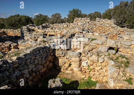 Habitaciones rectangulares, conjunto prehistórico de Capocorb Vell, principios del primer milenio a. C. (Edad de Hierro), Monumento Histórico Artístico, Palma, Majorque, îles Baléares, Espagne. Banque D'Images