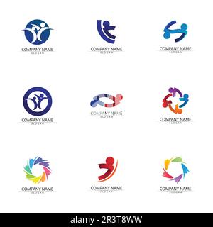 Résumé People logo design.fun People,sain People,sport,communauté People symbole illustration vectorielle Illustration de Vecteur