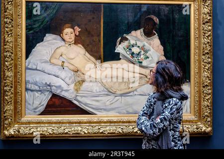 Edouard Manet (1832-1883),. Olympia,. 1863,. Óleo sobre lienzo, Musée d'Orsay, Ministerio de Cultura y Comunicación Francés, Paris, France,Europe de l'Ouest. Banque D'Images