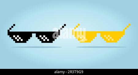 lunettes de pixels 8 bits. accessoires pour les ressources de jeu et les motifs de point de croix dans les illustrations vectorielles. Illustration de Vecteur