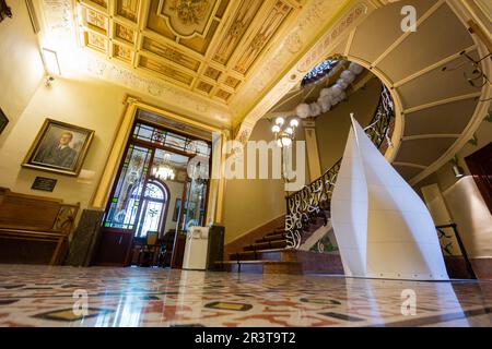 Edificio de estilo modernista de Can Prunera, siglo XX, Soller, Sierra de Tramuntana, à Majorque, îles Baléares, Espagne, Europe. Banque D'Images