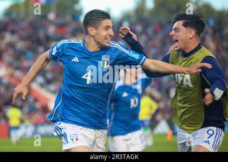 L'Italie a battu le Brésil 3-2 dans le premier match du Groupe D de la coupe du monde de la FIFA U20 Argentine 2023 au stade Mendoza sur 21 mai 2023 Banque D'Images