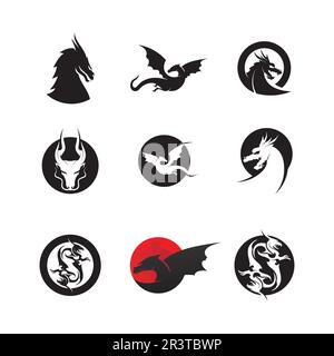 Icône vecteur Dragon modèle logo design illustration Illustration de Vecteur