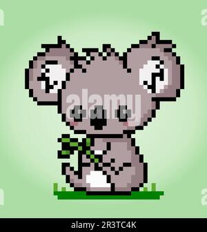 koala de 8 bits de pixel. Pixels animaux pour les ressources de jeu et les motifs de point de croix dans les illustrations vectorielles. Illustration de Vecteur