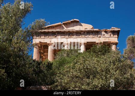 Temple d'Hephaestus - temple grec bien conservé à Agora d'Athènes - Grèce Banque D'Images