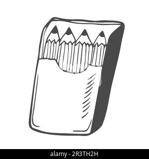 Boîte avec crayons de couleur. Icône Retour à l'école. Illustration de Vecteur