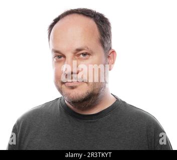 Homme d'âge moyen avec le chaume Banque D'Images