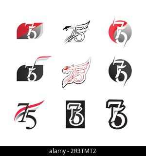 numéro 75 ensemble d'icônes logo design vecteur Illustration de Vecteur