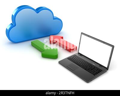 Cloud Computing avec PC portable Banque D'Images