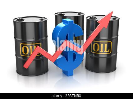 Baril de pétrole et signe du dollar Banque D'Images