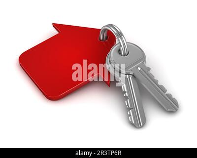 3d porte-clés avec red house Banque D'Images