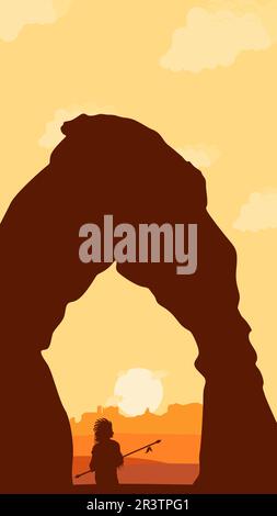 conception d'arrière-plan de la journée américaine native adaptée à une utilisation lors d'événements de la journée américaine aux états-unis avec vue sur l'arizona Illustration de Vecteur