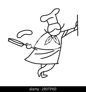 Cuisez la moustache en costume de chef. Un logo rétro simple avec un chapeau de chef. Style de dessin animé. Illustration idéale pour la brochure et le logo des aliments. Illustration de Vecteur