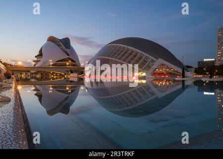 Palais des Arts de la Reine Sofía et planétarium L Hemisferic, Valence, Espagne Banque D'Images