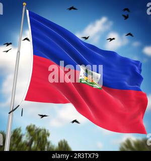 Drapeau d’Haïti Banque D'Images