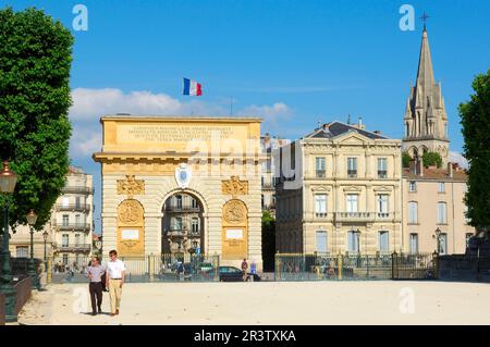 Arc de Triomphe porte du Peyrou, Montpellier, Herault, Languedoc-Roussillon, France Banque D'Images