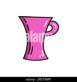 Mug à motif caniche rose coloré et vectoriel avec éléments géométriques. Illustration de Vecteur