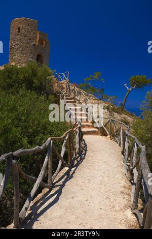 Majorque, Tour de ses Animes, Banyalbufar, Serra de Tramuntana, site classé au patrimoine mondial de l'UNESCO, Majorque, Iles Baléares, Espagne Banque D'Images