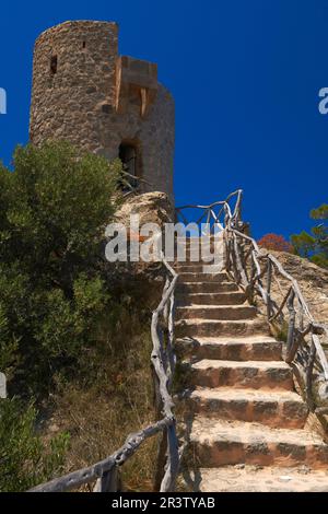 Majorque, Tour de ses Animes, Banyalbufar, Serra de Tramuntana, site classé au patrimoine mondial de l'UNESCO, Majorque, Iles Baléares, Espagne Banque D'Images