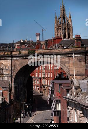 Arche de chemin de fer au-dessus de Sandhill, Newcastle upon Tyne Banque D'Images