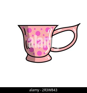 Mug à motif caniche rose coloré et vectoriel avec éléments géométriques. Illustration de Vecteur