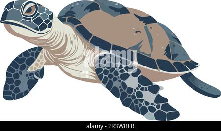 Lente tortue rampant dans un fond de nature tropicale Illustration de Vecteur