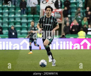 ÉDIMBOURG, ROYAUME-UNI. 24th mai 2023. Le défenseur celtique Yuki Kobayashi, lors du match entre Hibernian et Celtic dans le Cinch Premiership au Easter Road Stadium, Édimbourg, Midlothian, Royaume-Uni. 24/5/2023. Crédit : Ian Jacobs/Alay Live News Banque D'Images