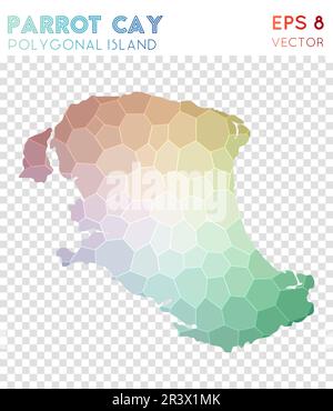 Carte polygonale Parrot Cay, île de style mosaïque. Style poly bas fantastique, design moderne. Carte polygonale Parrot Cay pour infographies ou présentations. Illustration de Vecteur