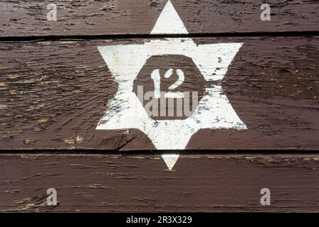 Le camp d'internement de Drancy a été identifié par la banlieue nord-est de Paris dans laquelle il était situé. Le 20 août 1941, Detail, Star of David Banque D'Images