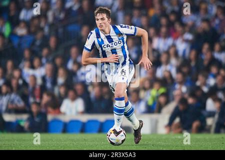 Jon Pacheco de Real Sociedad de Real Sociedad en action pendant le match de la Liga Santander entre Real Sociedad et UD Almeria au stade Reale Arena Banque D'Images