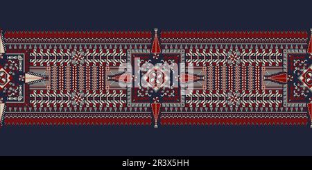 Motif horizontal, bordure avec symboles de broderie palestiniens traditionnels Tatreez, illustration vectorielle Illustration de Vecteur