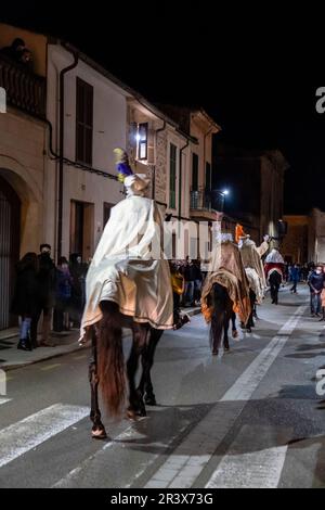 Défilé de trois Rois dans la rue Llucmajor, Majorque, Iles Baléares, Espagne. Banque D'Images