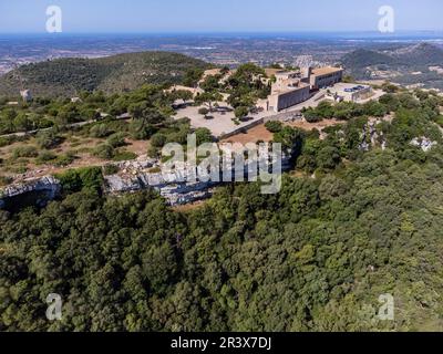 Sanctuaire de notre-Dame de Cura, Puig de Cura, Algaida, Majorque, Espagne. Banque D'Images