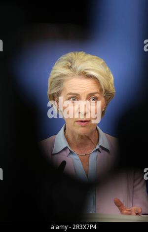 Belgique, Bruxelles: Déclaration sur l'énergie par Ursula von der Leyen, présidente de la Commission européenne, sur 7 septembre 2022 Banque D'Images