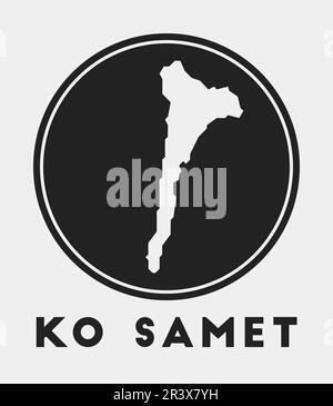 Icône Ko Samet. Logo rond avec plan de l'île et titre. Badge Ko Samet élégant avec carte. Illustration vectorielle. Illustration de Vecteur