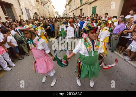 Cossiers de Montuïri, grupo de danzadores,Montuïri, Islas Baleares, Espagne. Banque D'Images